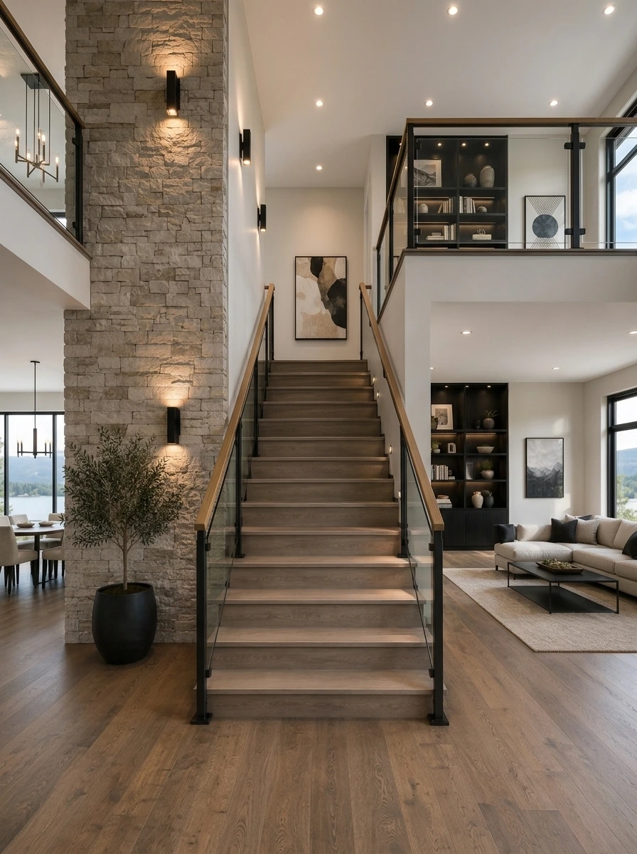 Detailed finished staircase craftsmanship