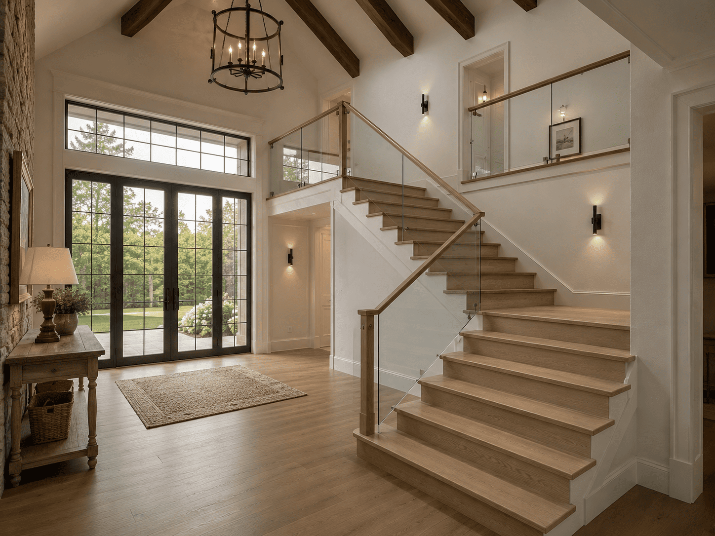  Wide oak staircase